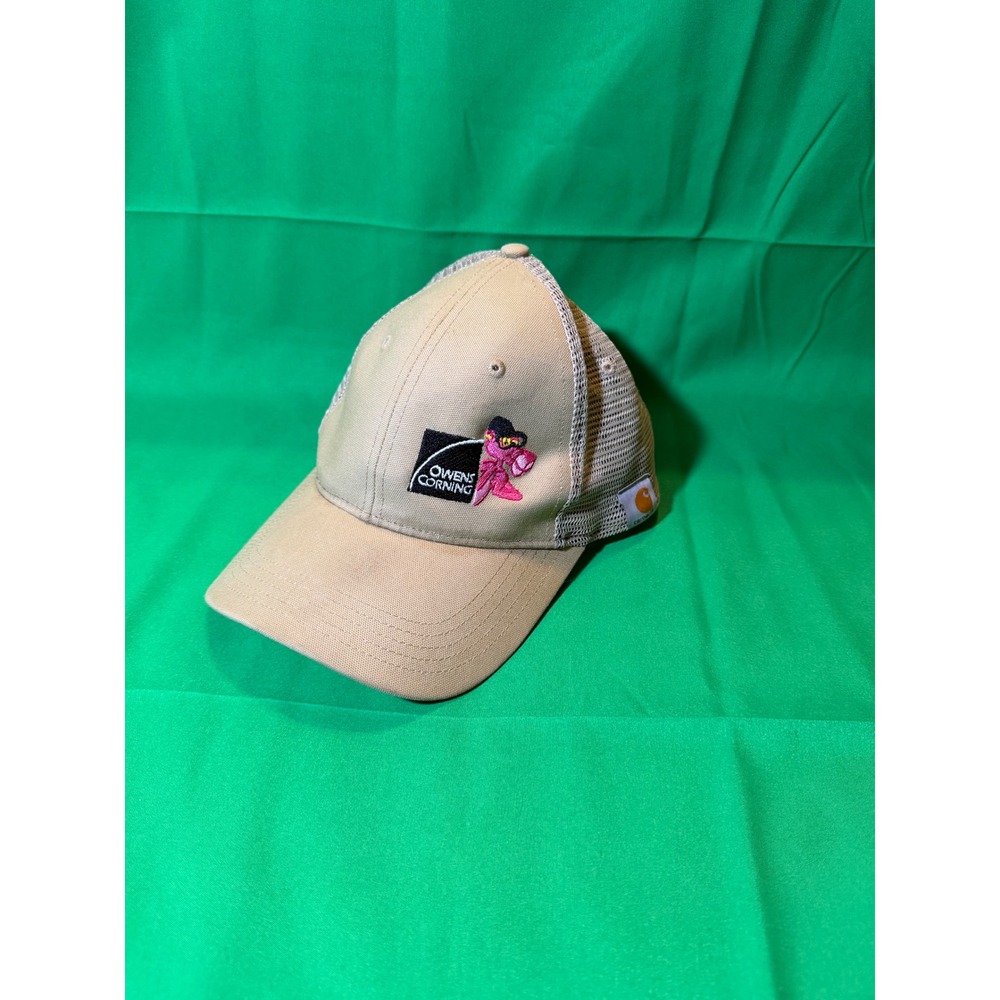 Carhartt Owens Corning Pink Panther Trucker Hat Tan Mesh Snapback Cap 103056 253
